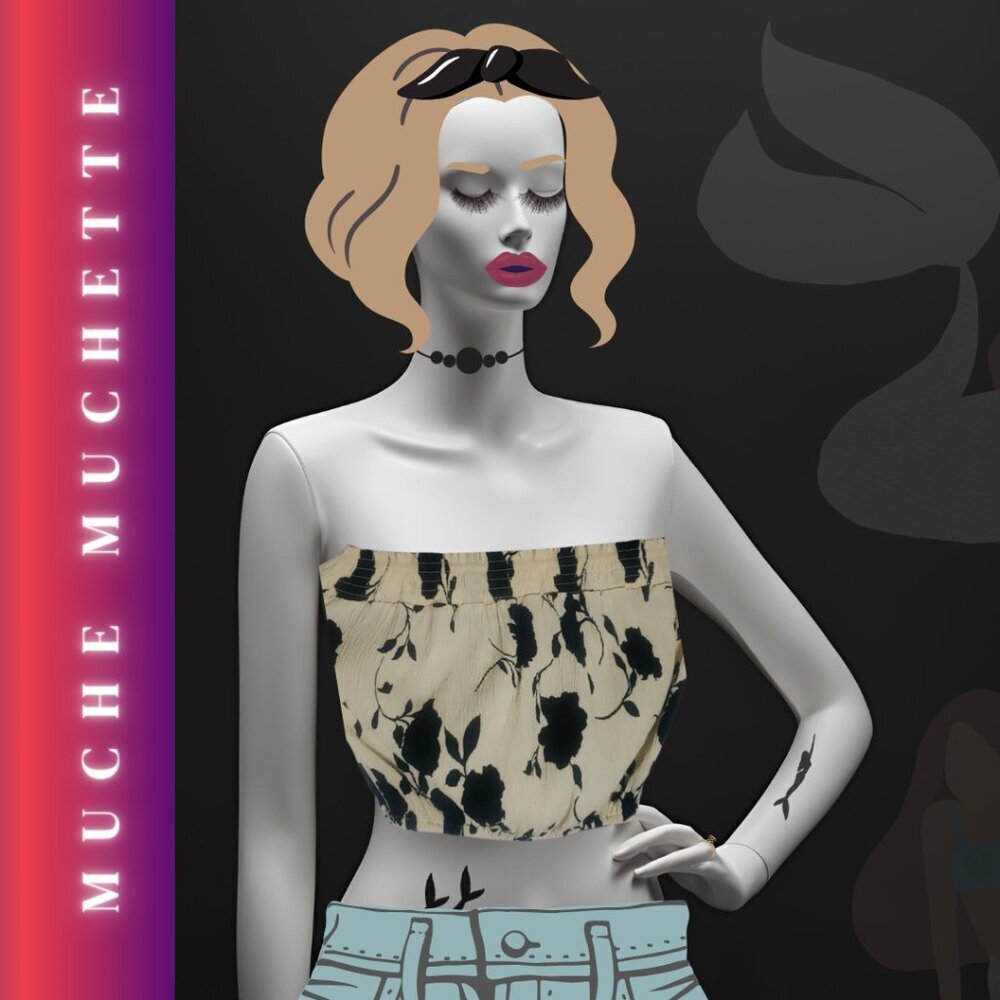One size Strapless top Muche Muchette beige and black